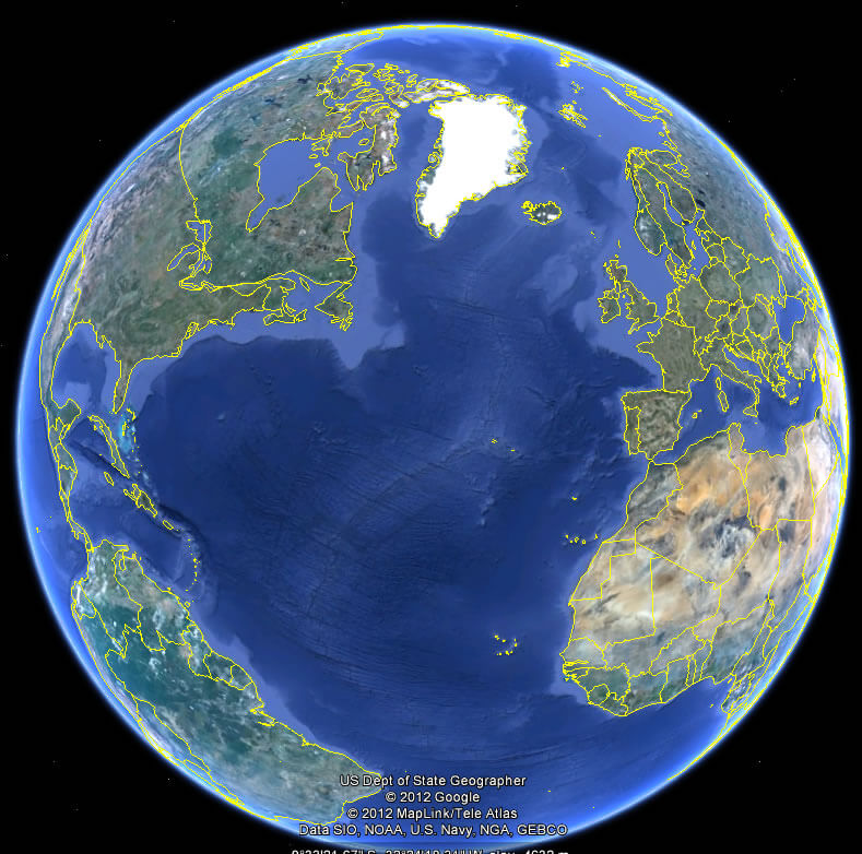 earth north atlantic ocean map